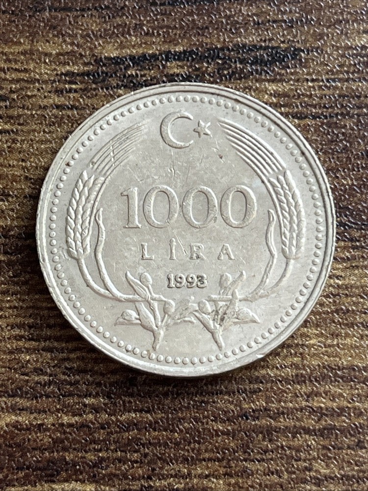 1993 Turkey 1000 Lira Actual Coin TB5448*