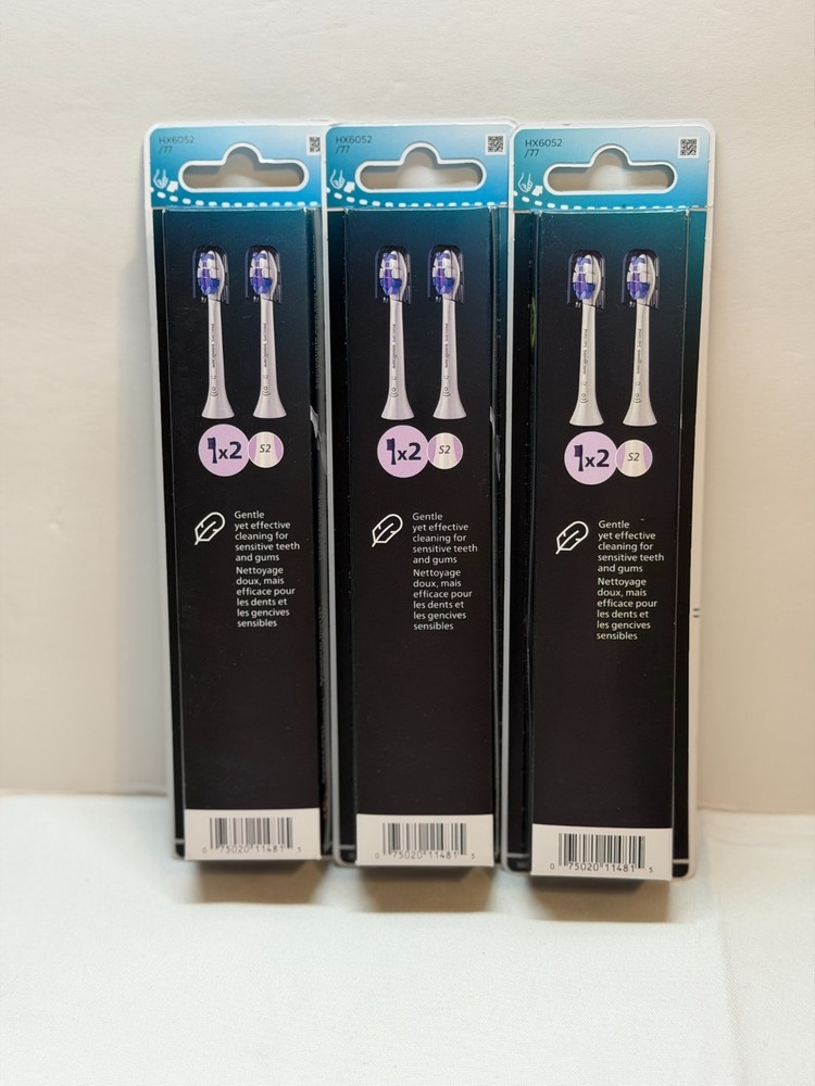Philips Sonicare S2 Sensitive-Genuine Replacement Toothbrush Heads 3 Boxes X 2
