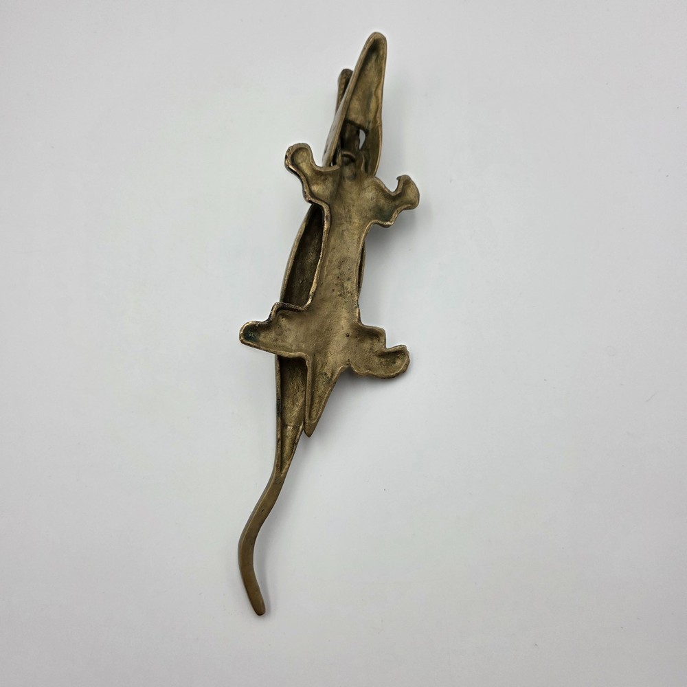 Vintage Solid Brass Alligator Crocodile Nutcracker MCM Figurine 10"