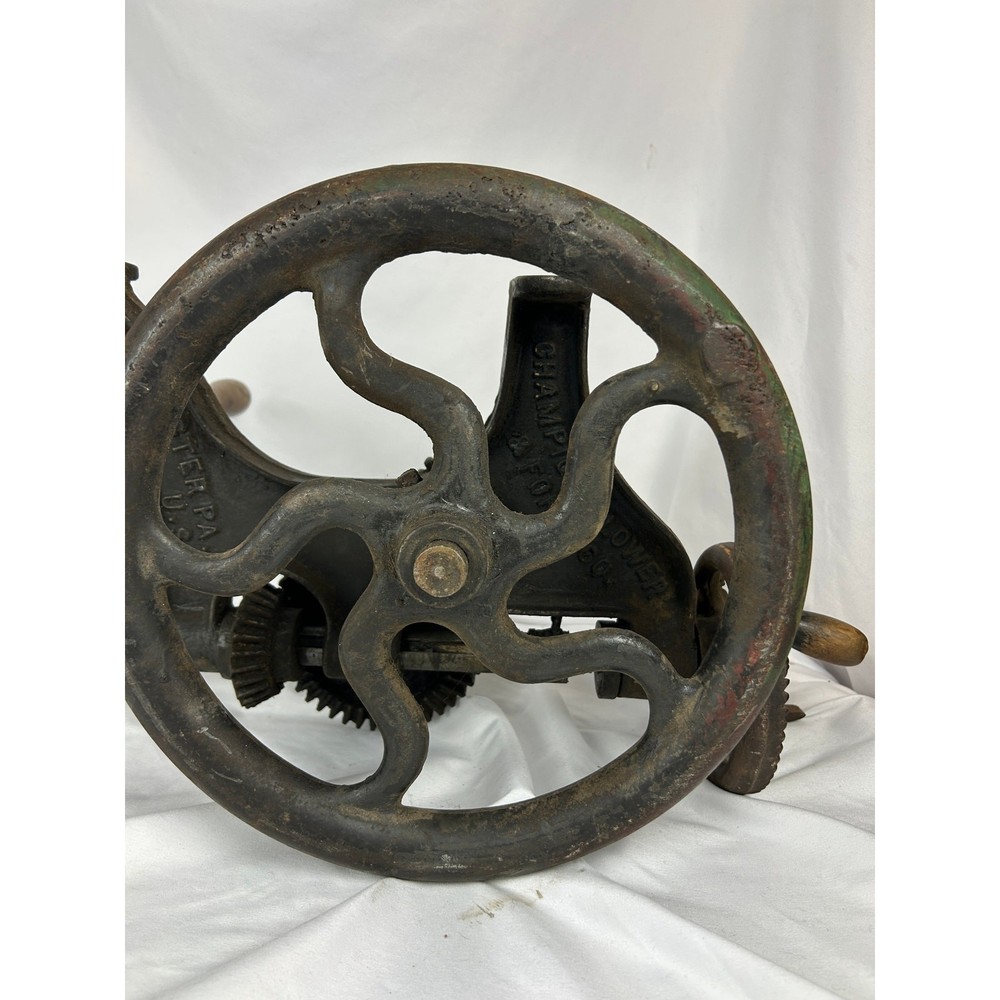 Antique Champion Blower Forge Post Drill Lancaster PA Hand Crank Drill