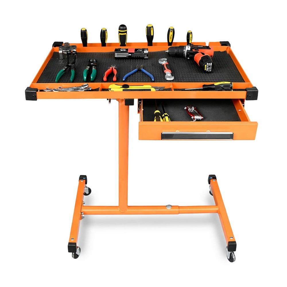 A A IN LT018 Heavy Duty Adjustable Work Table with Drawers, Rolling Tool Tray...