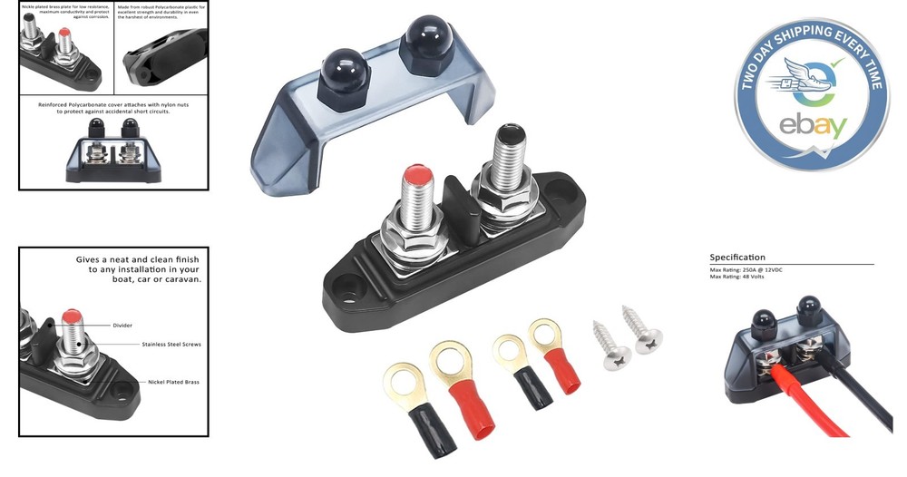 Versatile Power Distribution Block with Stainless Steel Rings & Compact Design