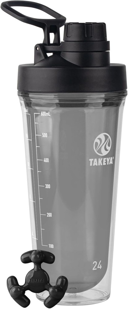 Takeya Protein Shaker - BPA-Free Plastic Bottle with Leakproof Spout Lid - 24oz