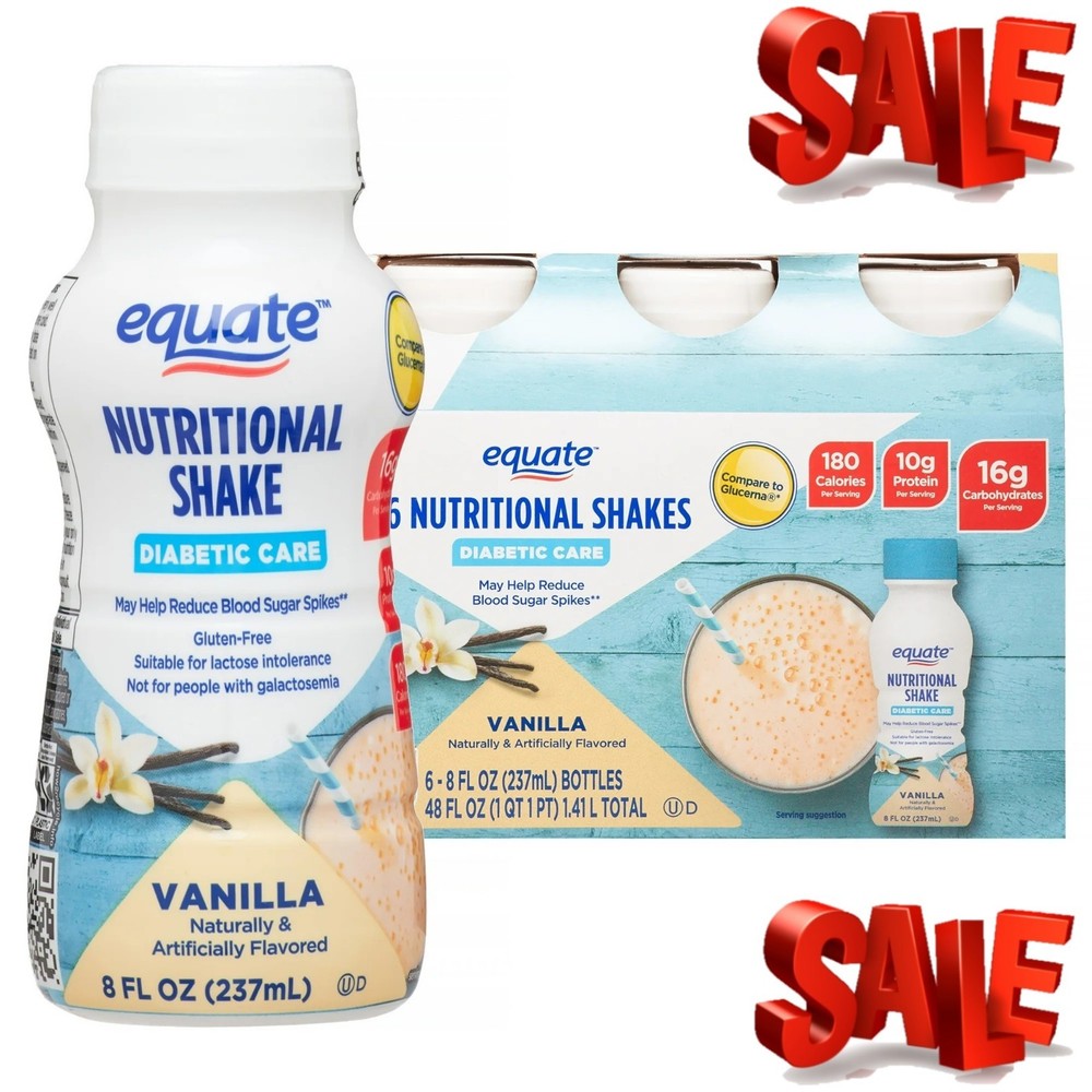 Equate Diabetic Care Nutritional Shakes, Vanilla, 8 Fl Oz, 6 Count