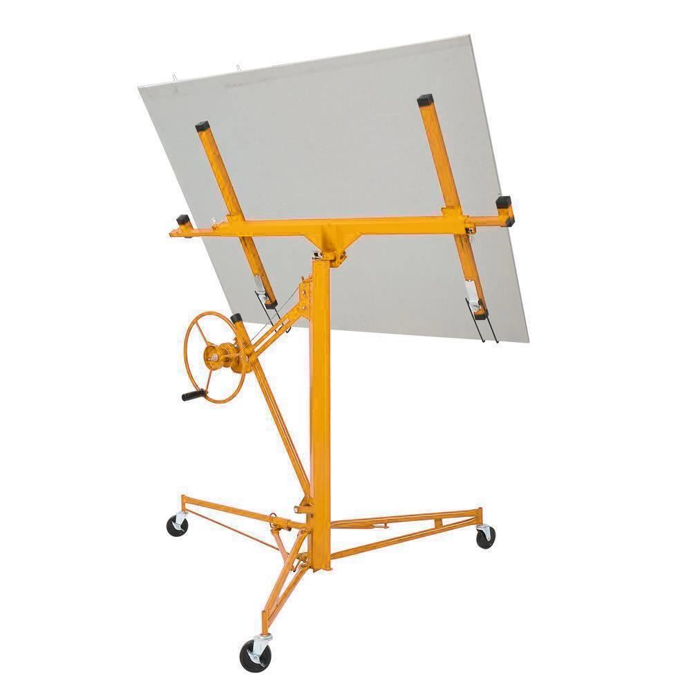 16 Ft Drywall Rolling Lifter Panel Hoist Jack Lifter with Lockable Wheels Yellow