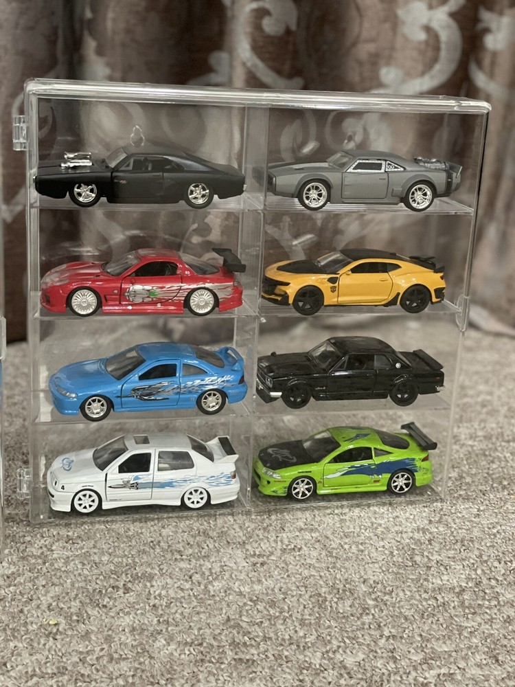 1/32 Acrylic Diecast 8 Car Display Case With Locking Latch, Stackable Hanged.
