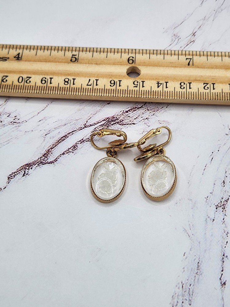 Clear Flower Clip On Earrings