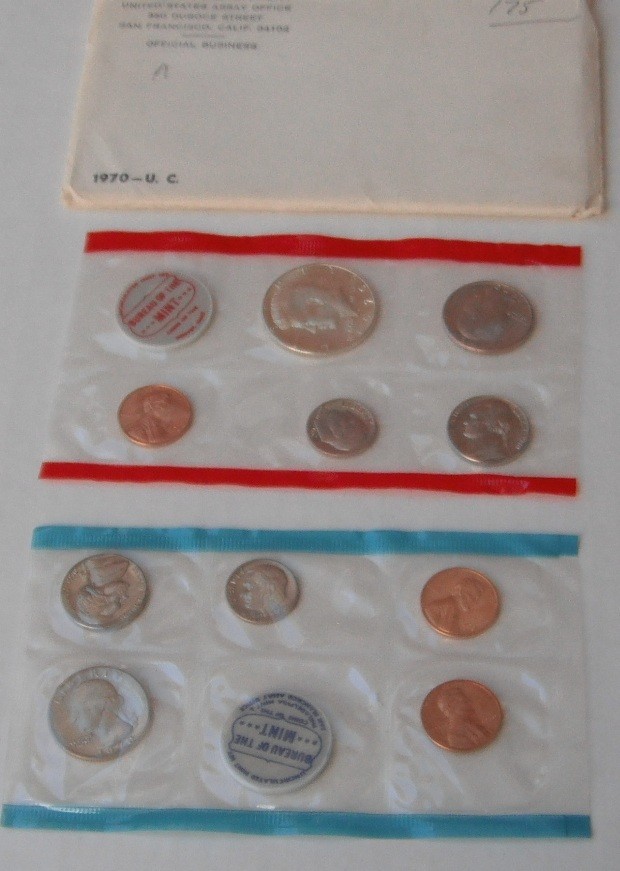 3 Mint Sets-1970 US government issue-includes scarce 1970-D half--part silver