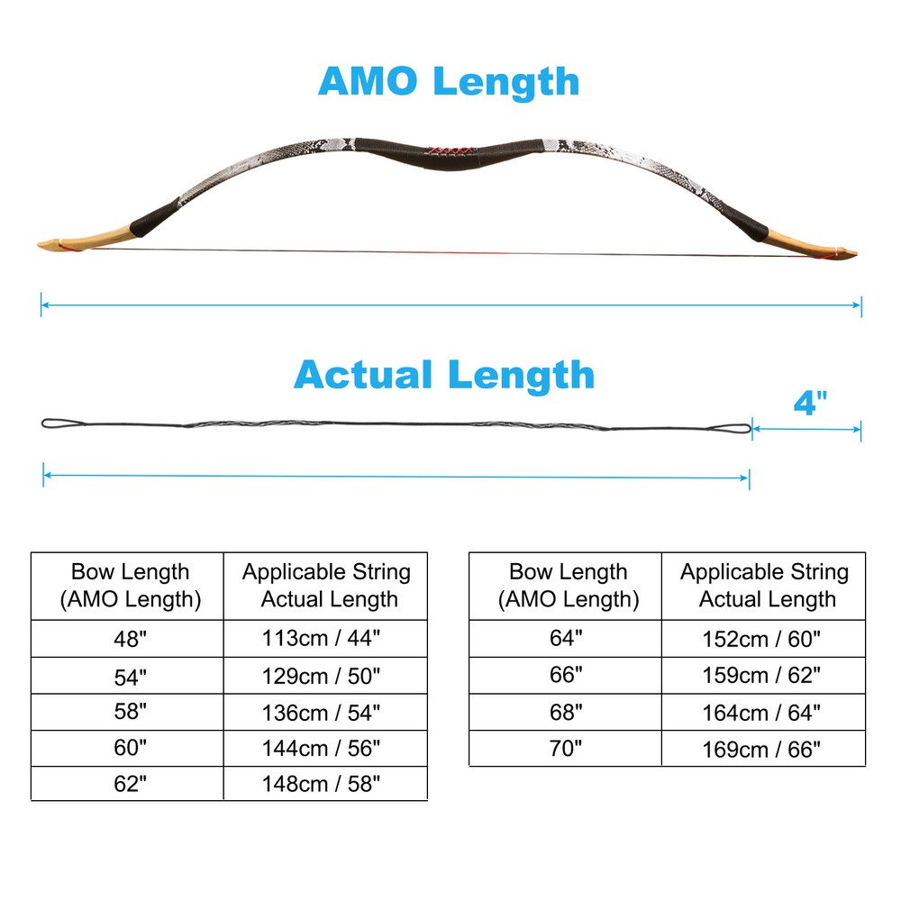 44" Recurve Bow String 14 Strands Archery Bowstrings Replacement White