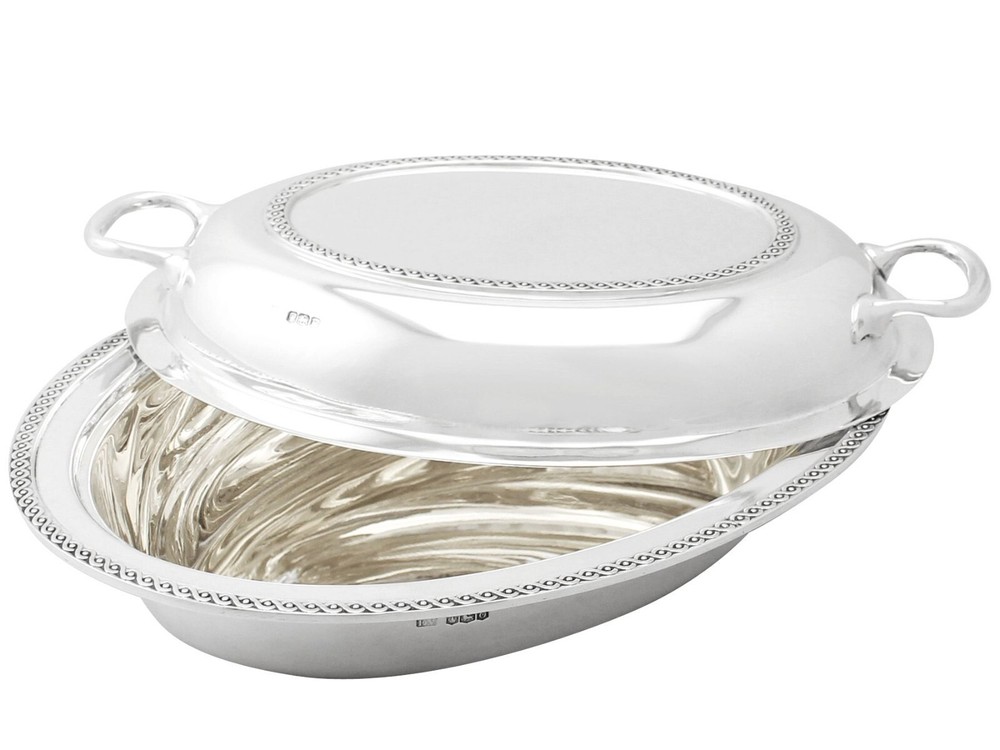 Antique George V Sterling Silver Entree Dish