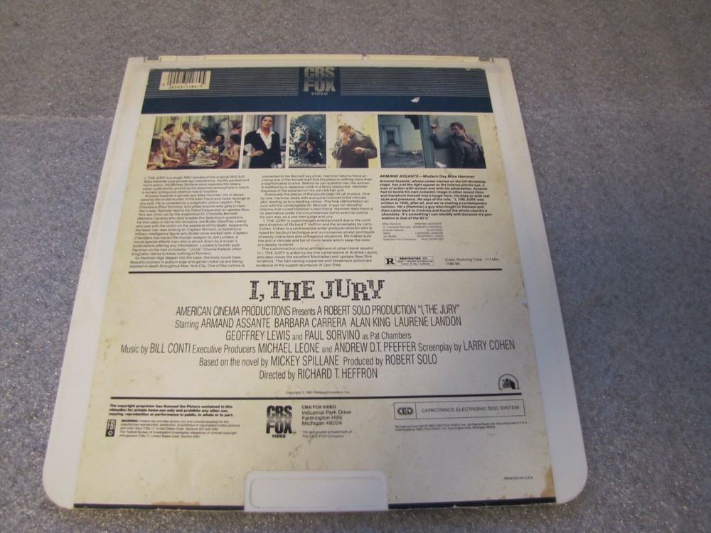 I, The Jury , CED RCA SelectaVision VideoDiscs