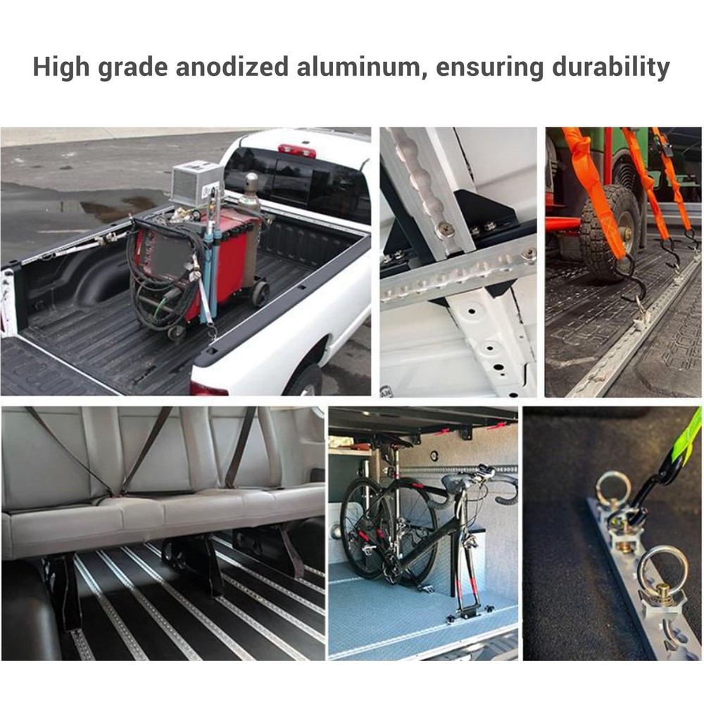 60cm L Track Tie Down System With 6pcs Double Stud Fitting Black Anodized