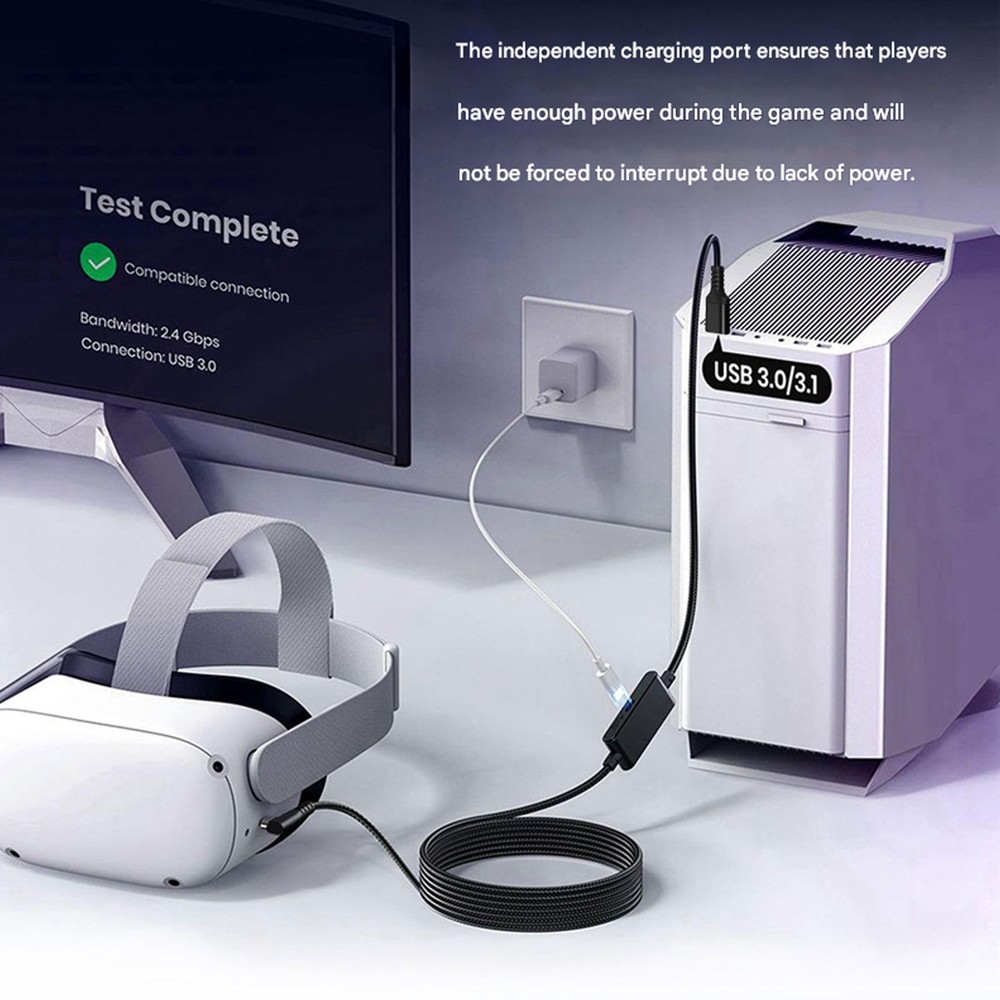 Oculus Link Cable with Charging [16ft] for Meta Quest 3 Quest 2/Pro, Pico 4