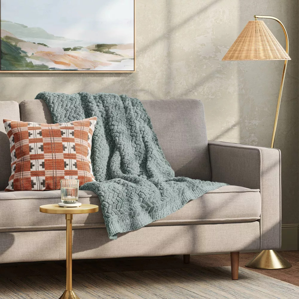 Chunky Chenille Throw Soft Green - Threshold