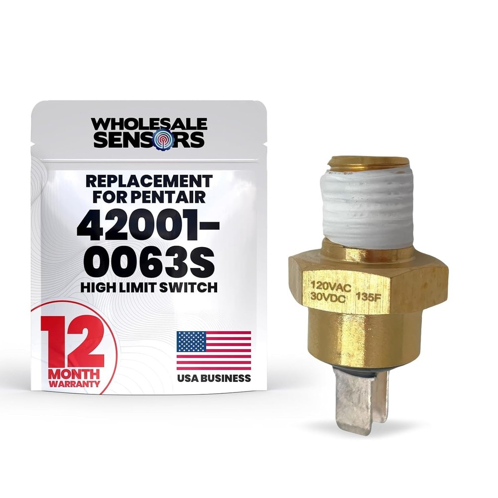 Pool Heater High Limit Switch Replacement Brass 135F Safety Overheat