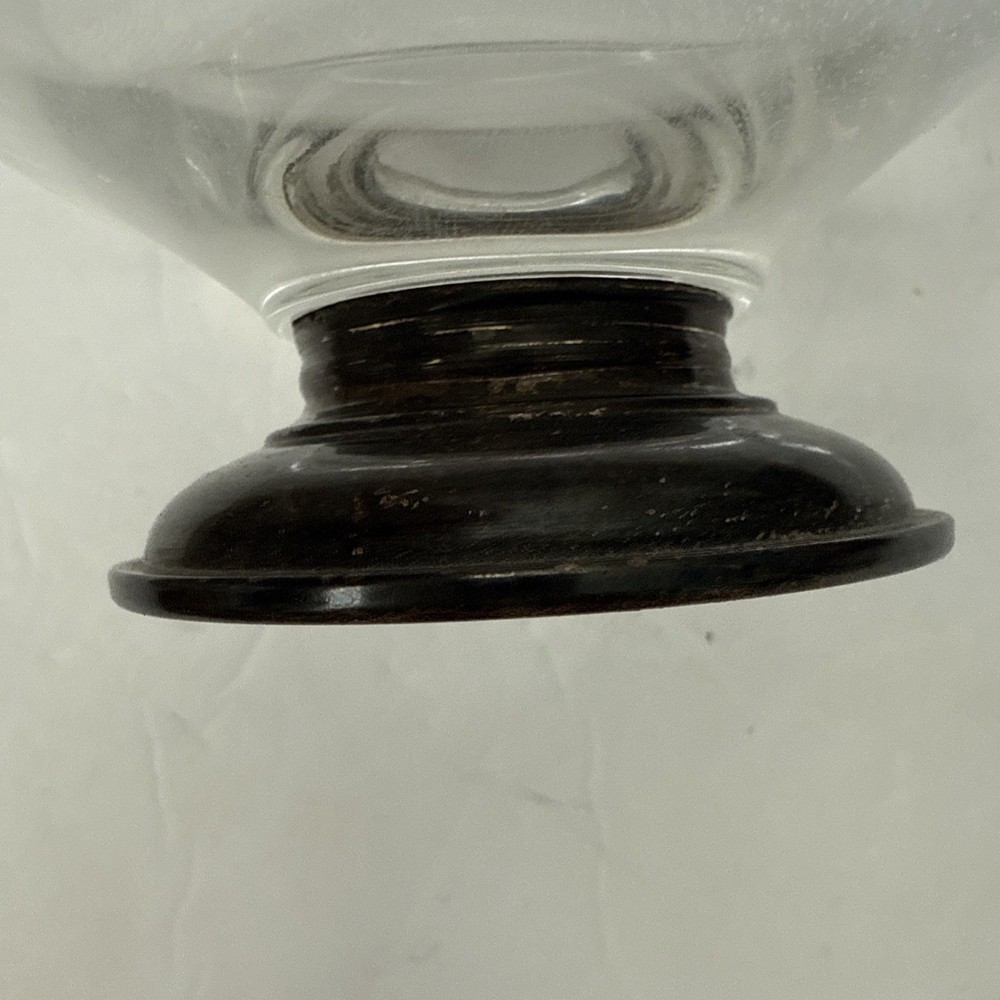 F. Whiting Sterling Silver Footed MCM Glass Bowl with Split Handle