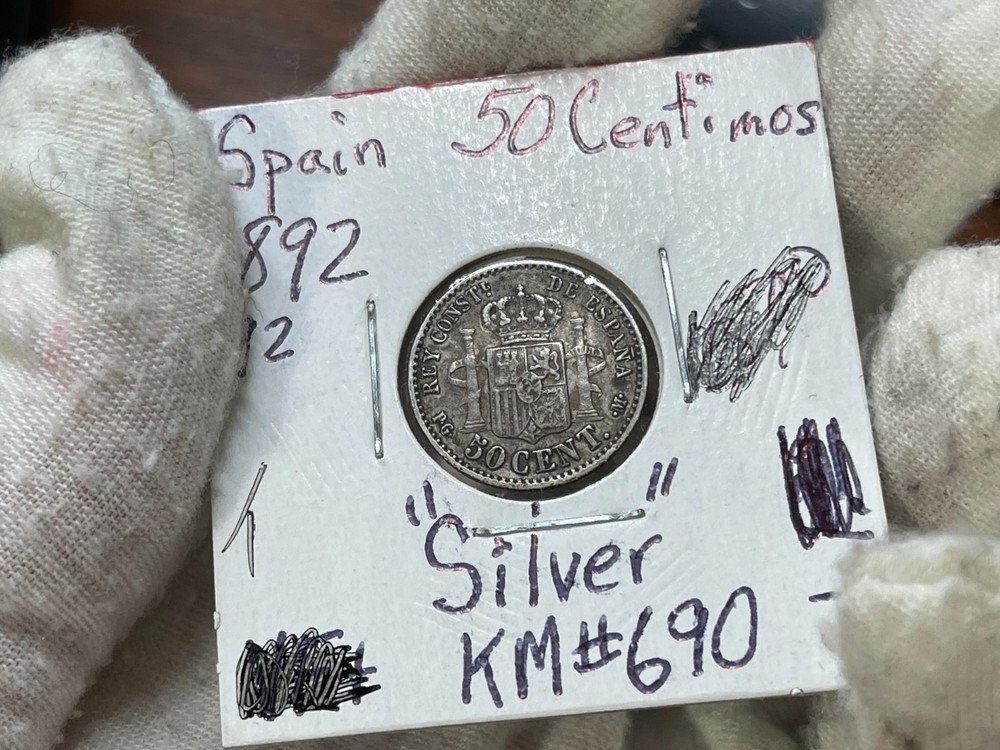 1892 Spain 50 Centimes Silver Coin