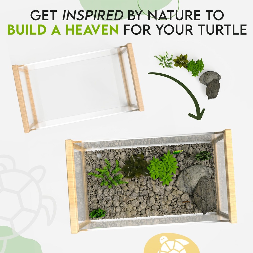 Turtle Aquarium Kit - Aquatic Turtle Tank with Filter and Light + Turtle Bask...
