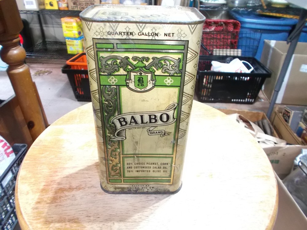 VINTAGE BALBO COOKING OIL ONE QUART TIN full