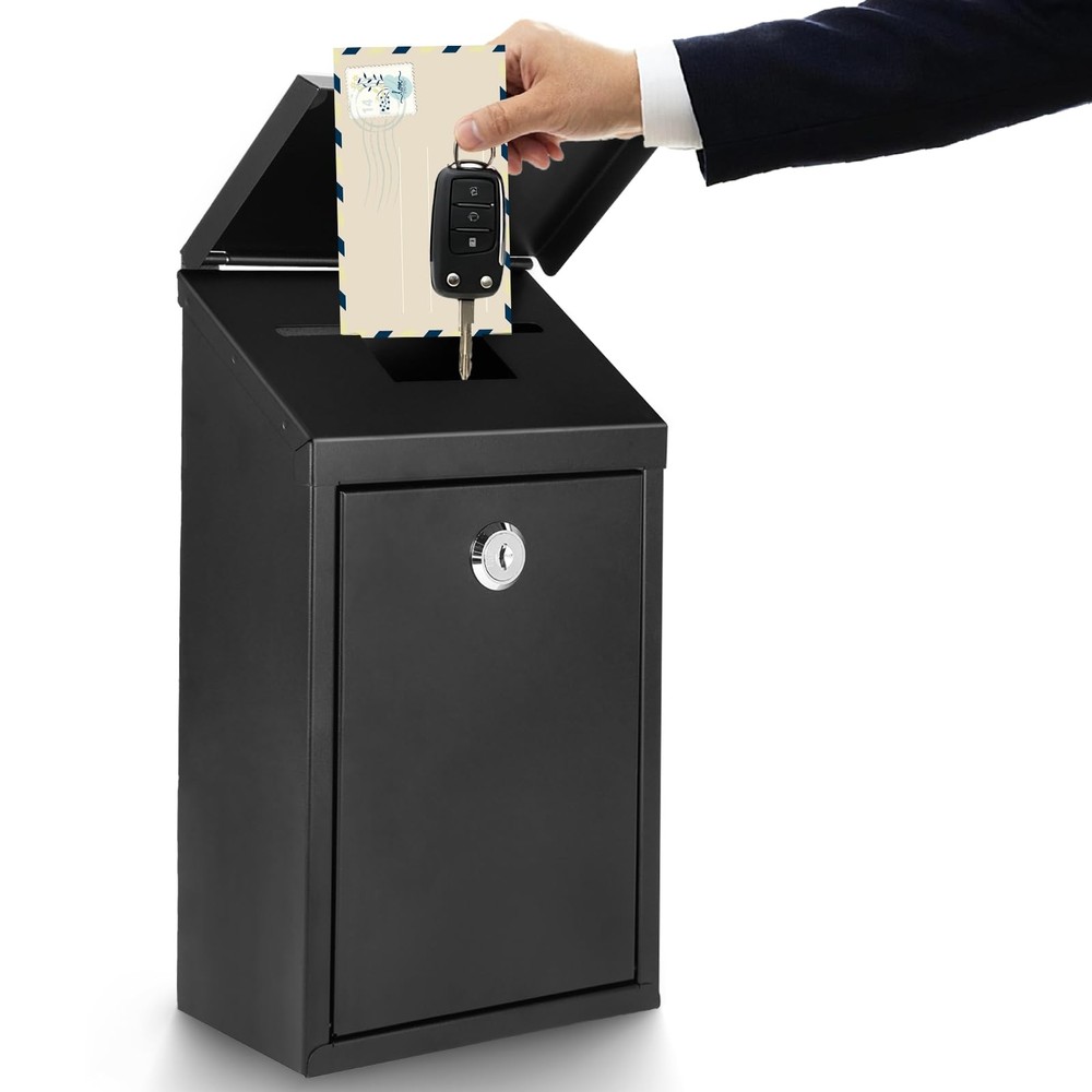 Secure Wall-Mounted Mailbox for Outside, Rust-Proof Steel Postbox, 3 Set Numbers