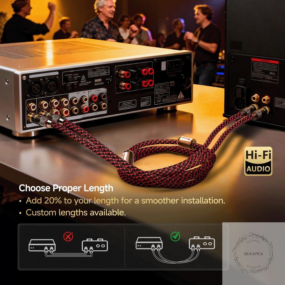 Audiophile RCA to RCA Audio Cable with 4-Core-OFC Shielded RCA Stereo Cables