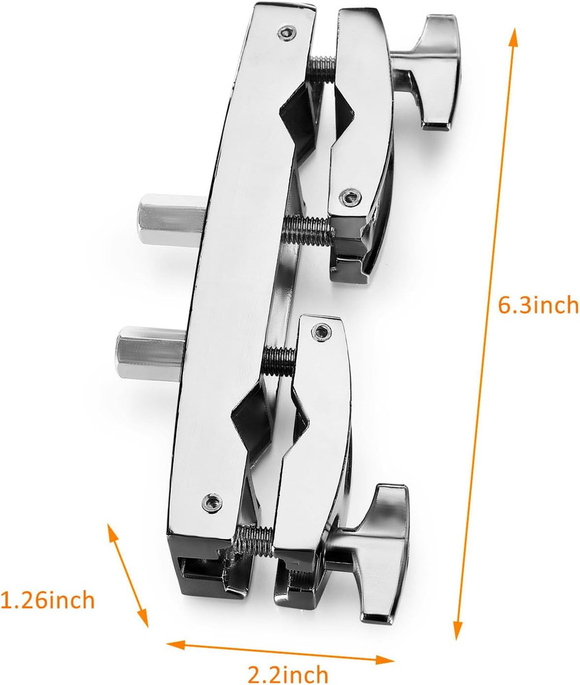 Cymbal Stand Multi-Clamp, Silver Drum Clamp Mount, Adjustable Percussion Drum Ac
