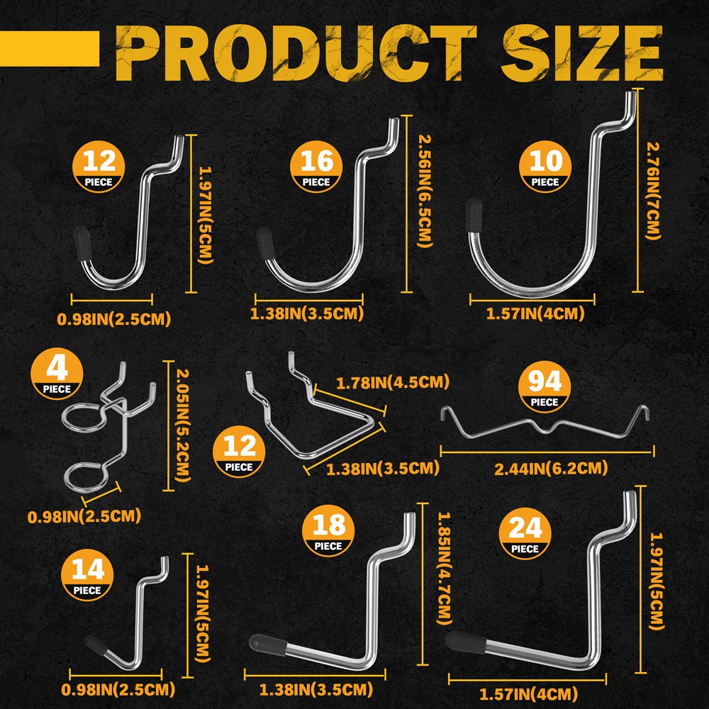 260Pcs Pegboard Hooks Kit Organizer Various Tools Garage Kitchen Bathroom Craft