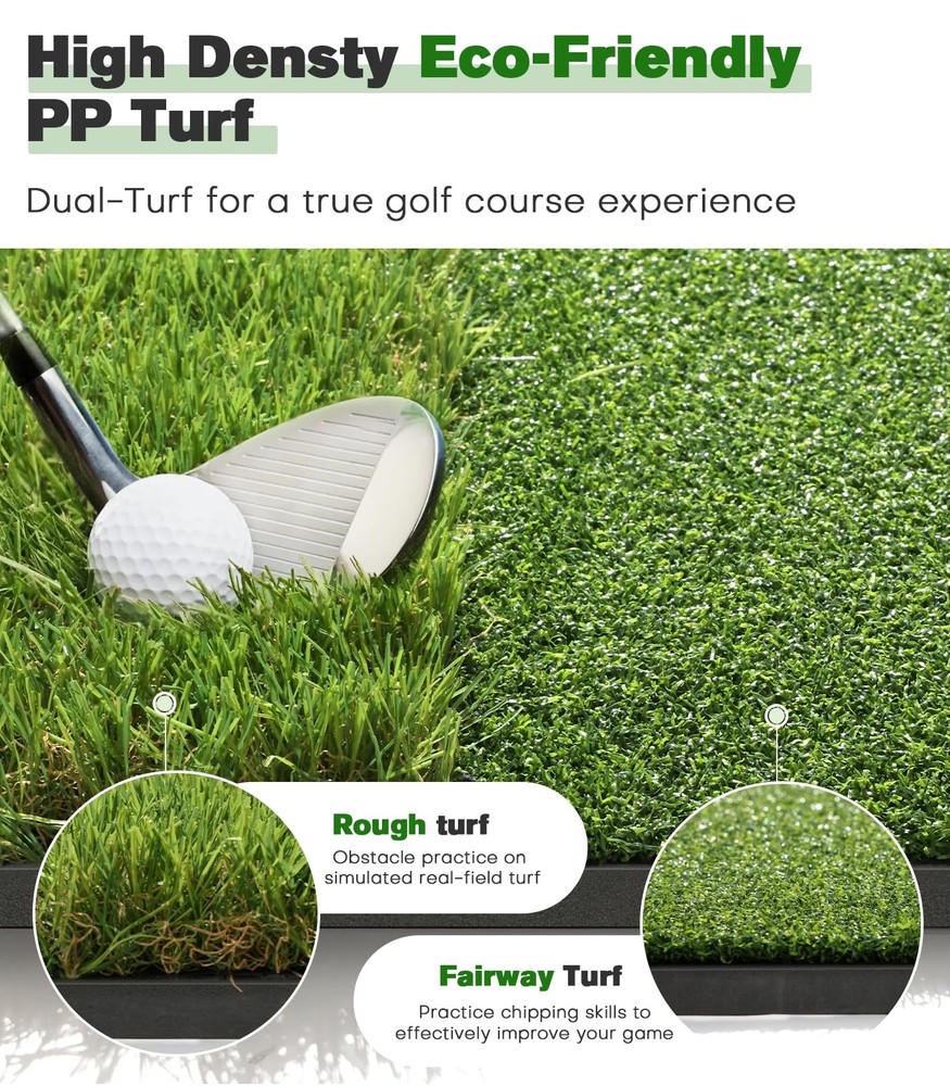 Premium Dual-Turf Golf Mat: 5x4ft Thickened for Backyard, Driving Range, Indo...