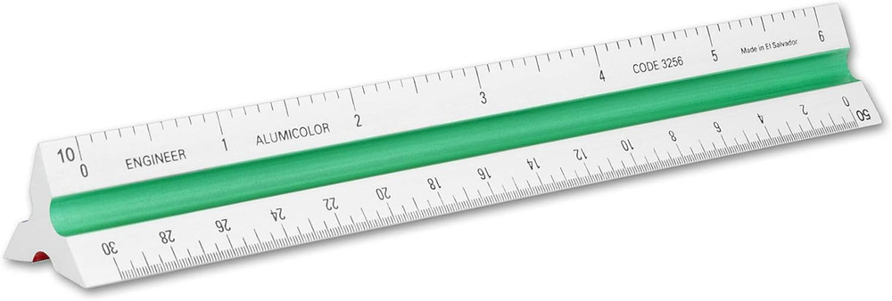 Alumicolor Aluminum Engineer Color-Coded Solid Drafting Scale, 6IN, Silver