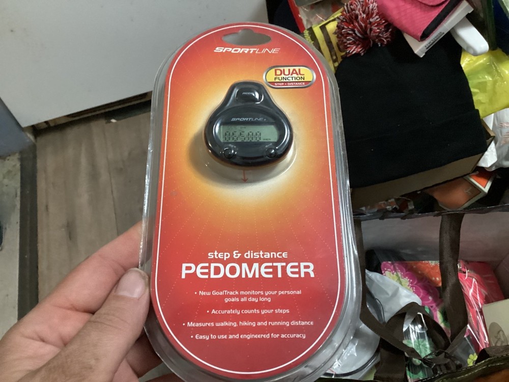 Sportline Black Dual Function Step & Distance Digital Pedometer New