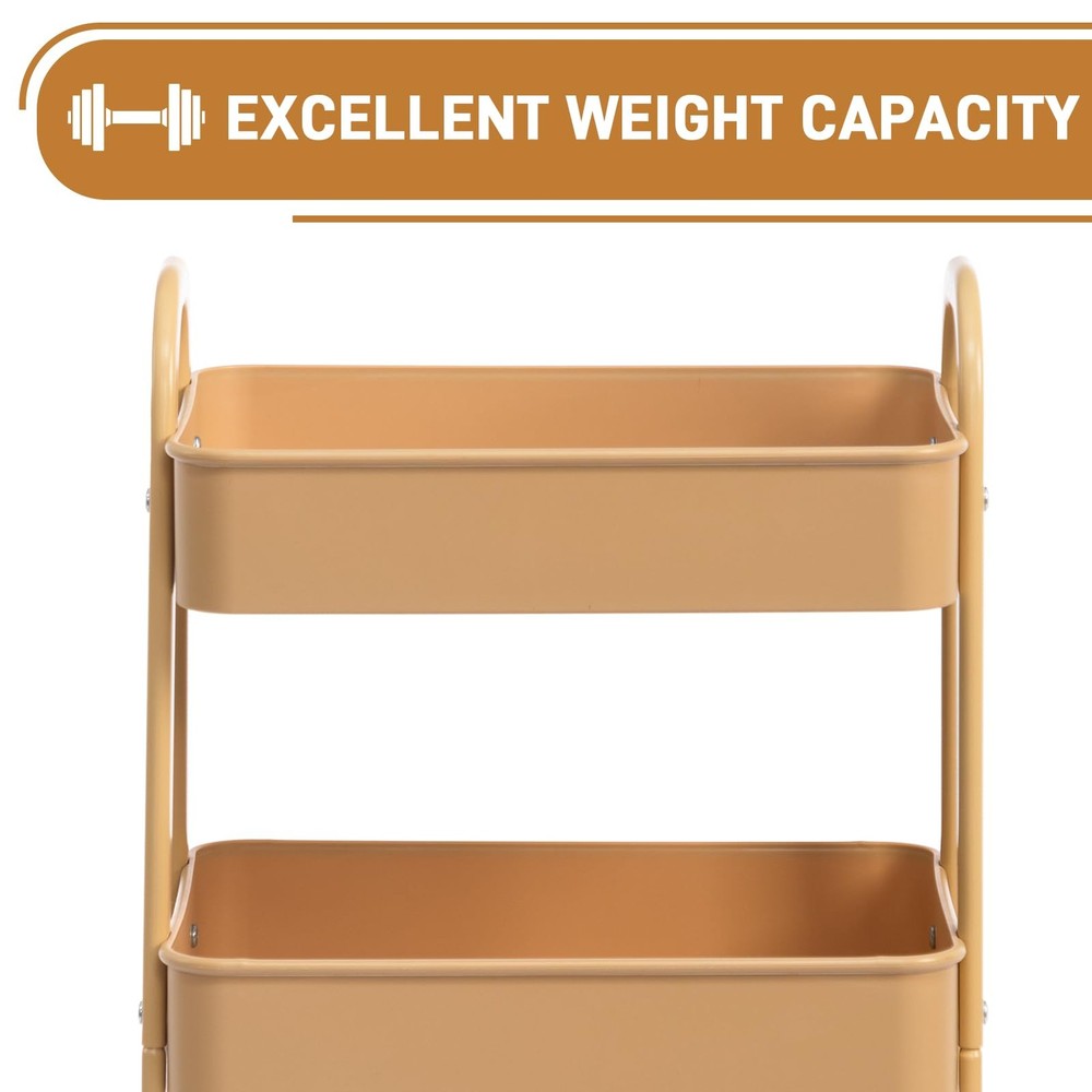 AGTEK 3-Tier Rolling Carts with Wheels, Rolling Utility Cart with Iron Frame for