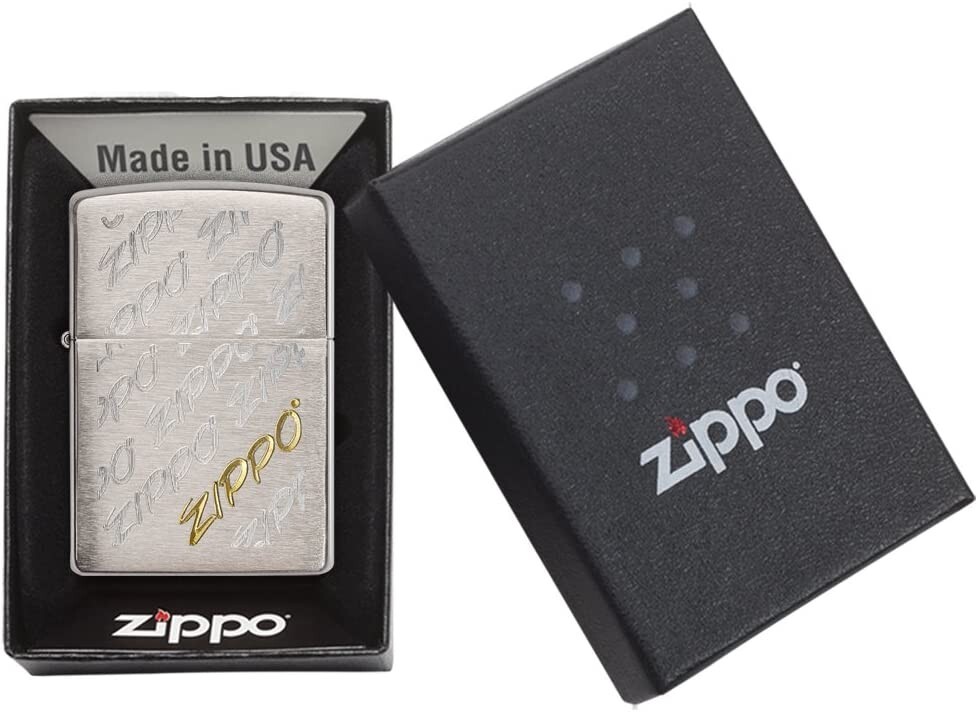 Zippo 28642 Script Brushed Chrome