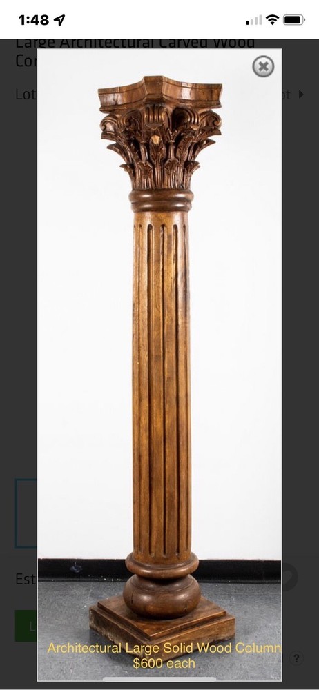 Solid Wood Hand Carved Indonesian Columns (2 For $1200)