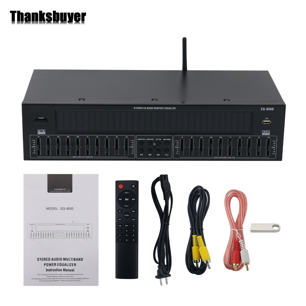 220V EQ8000 Green LED EQ Equalizer Bluetooth5.4 Digital Audio Decoder Processor