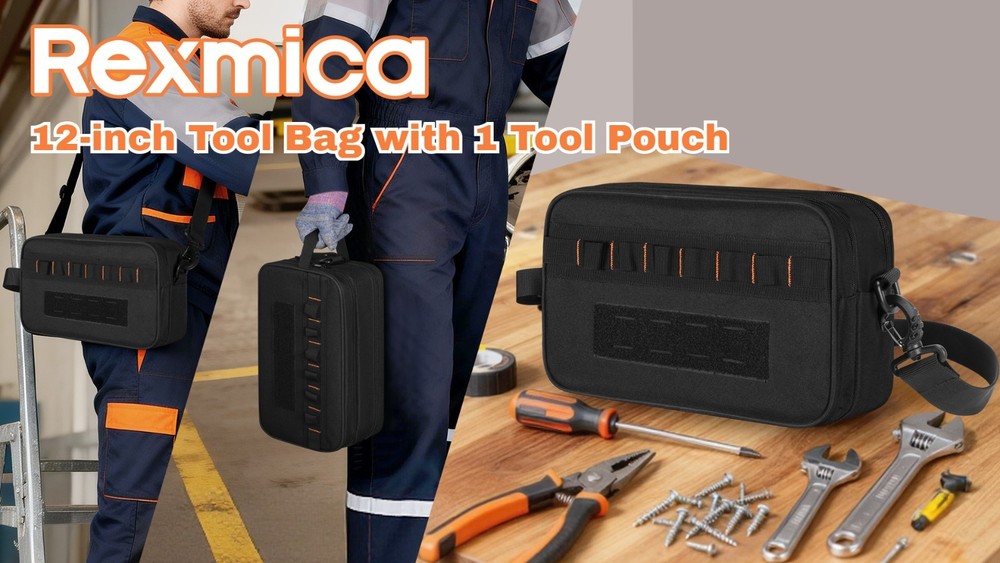 Compact Tool Bag with Pouch, Electric Tester Storage for Multimeter & Voltage To