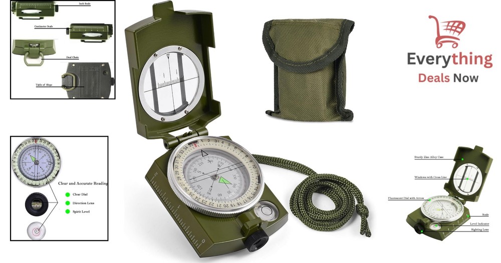 Lightweight Survival Compass with Lensatic Function - Ideal for Night Navigation