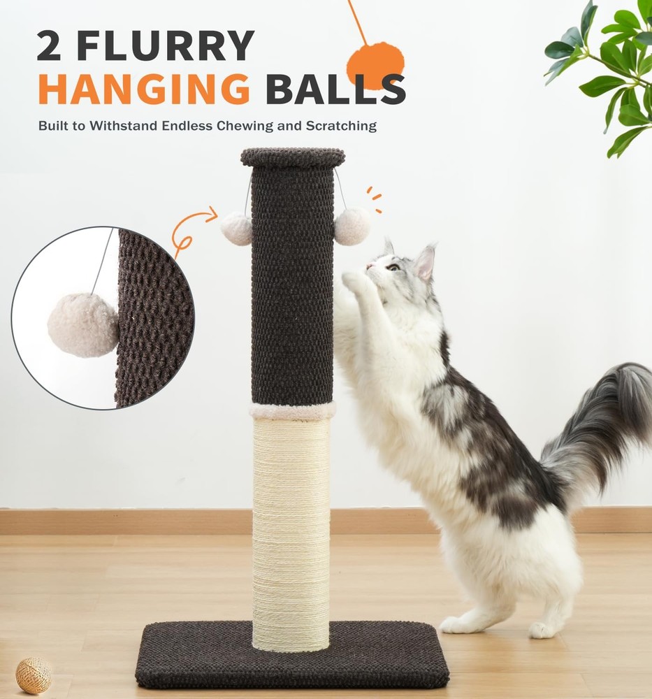 Made4Pets Tall Cat Scratching Post, Heavy Duty and Thicker Scratching Posts for