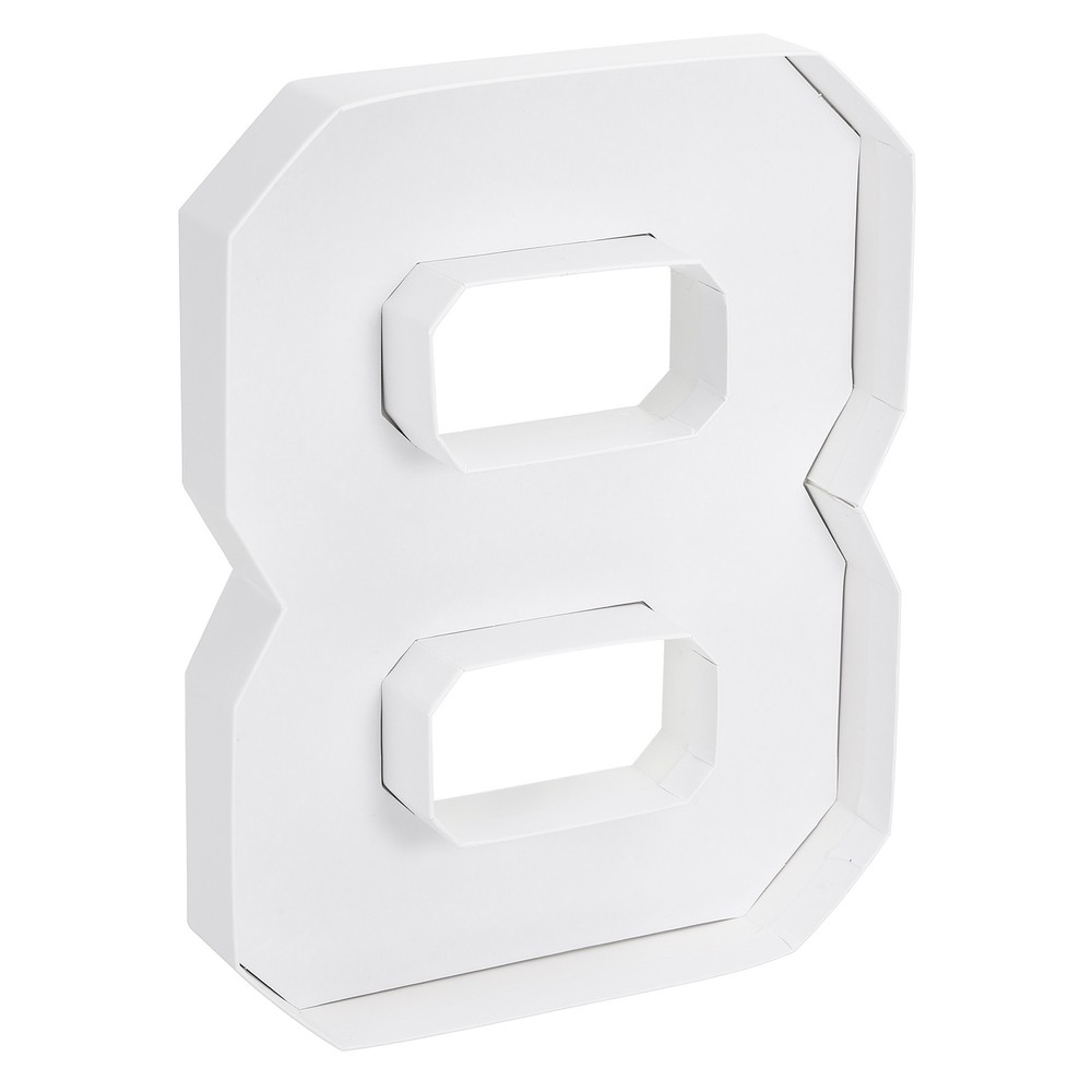 10" Cardboard Number 8, Paper Box Fillable Tray Container, White