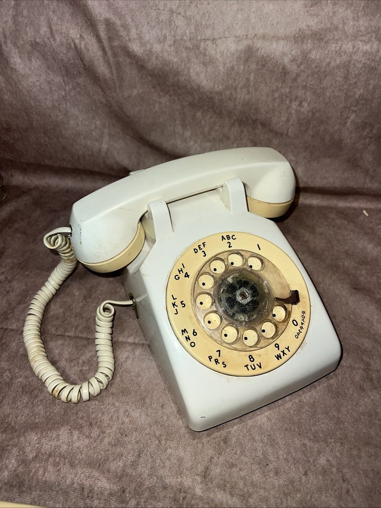 Vintage Rotary Desk Phone Cream Untested