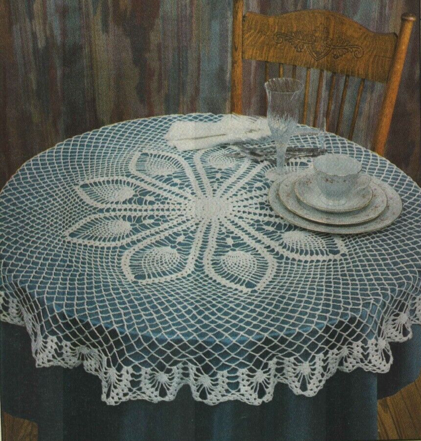 PINEAPPLE TABLECLOTH 42" HOME DECOR CROCHET PATTERN INSTRUCTIONS