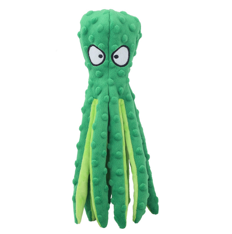 4 Pack Dog Squeaky Octopus Crinkle Plush No Stuffing Puzzle Interactive Chew