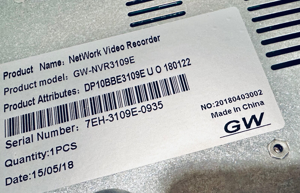 GW -NVR3109E Network Video Security Recorder. New Open Box