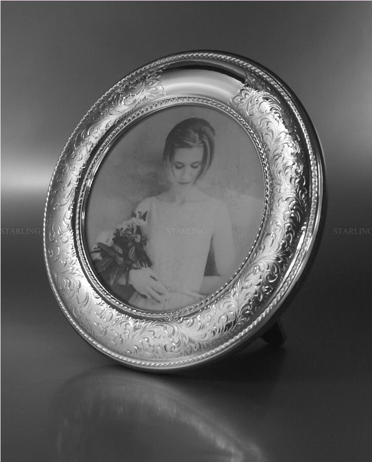 Romantic Photo Frame - Florentine Engraving - Silver Frame Solid 925 Silver (V2)