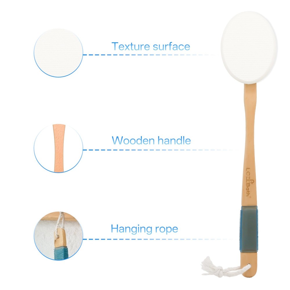Bath Lotion Applicator with Long Handle & 4 Replaceable Pads for Easy Use