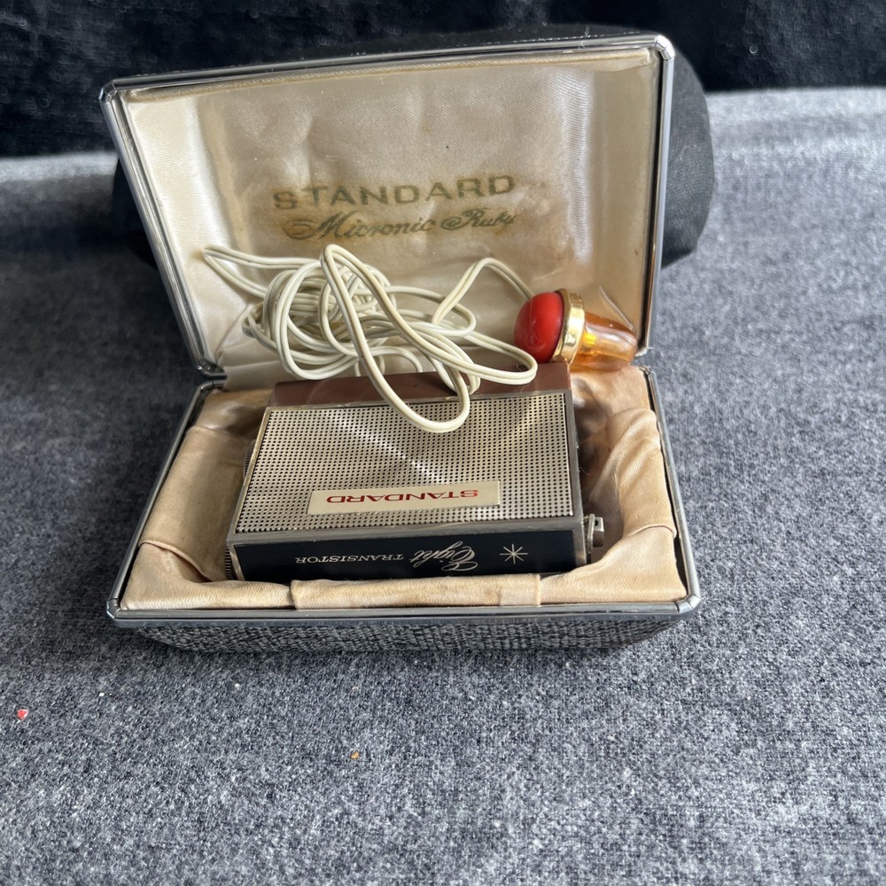 Vtg STANDARD Micronic Ruby SR-H436 Micro TRANSISTOR Radio Untested In Case