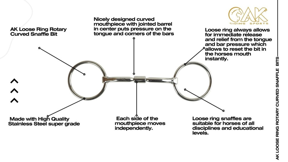 AK Loose Ring Rotary Curved Snaffle Horse Riding Bits