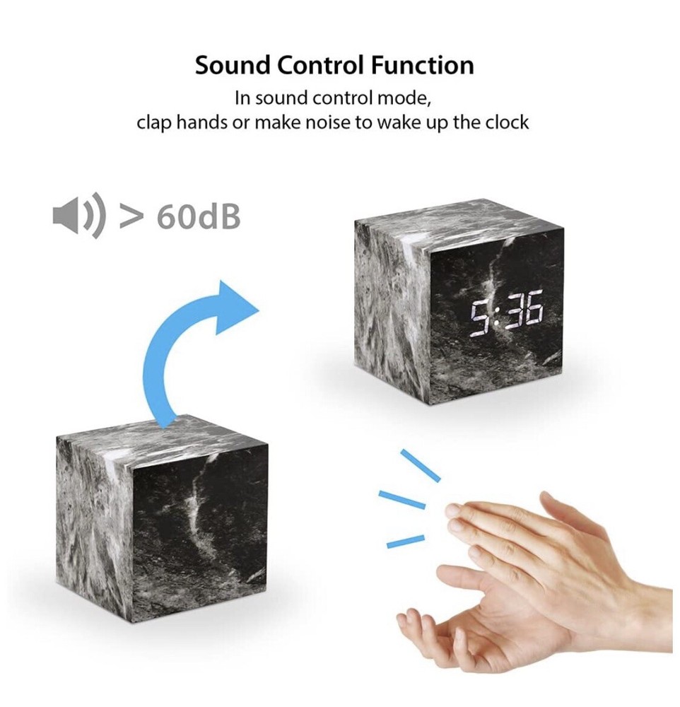 Oct17 Marble Pattern Alarm Clock,Multi-Function LED, USB Power Supply, Timer