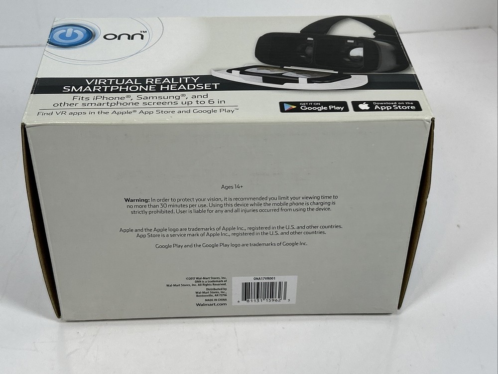 ONN Virtual Reality VR Smartphone Headset Apple/Android White Pre-Owned Good Con