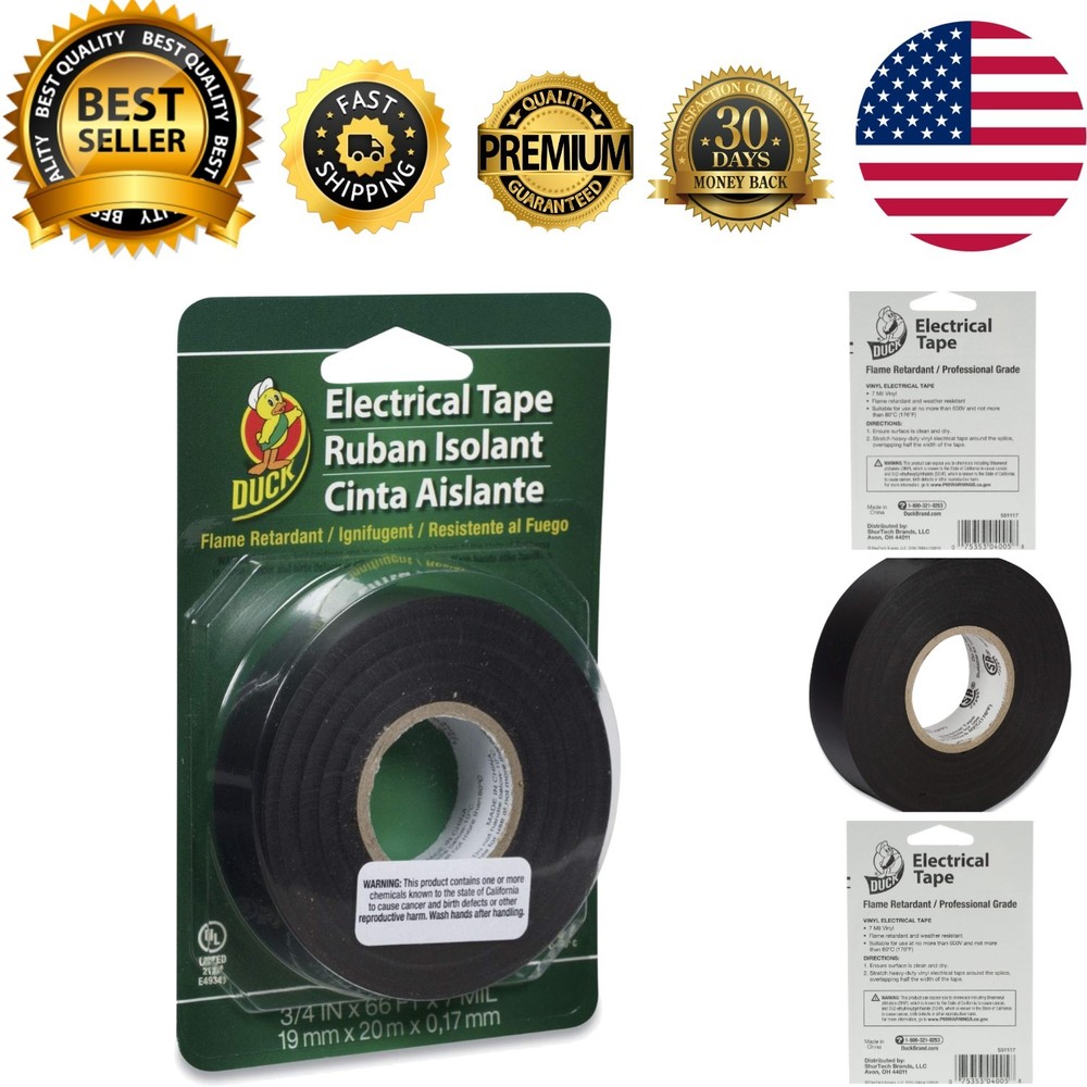 0.75" x 66' Vinyl Electrical Tape - Excellent Stretch & Conformability