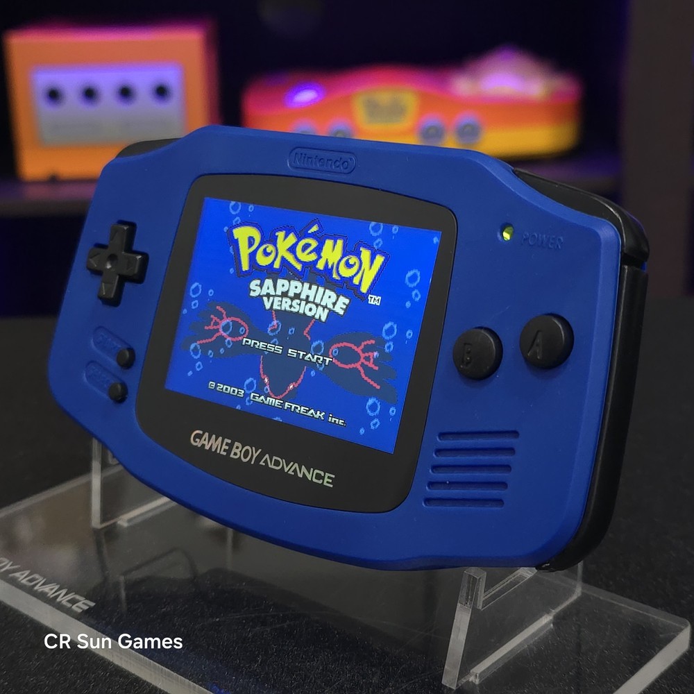 Blue Game Boy Advance GBA Console with iPS V5 Backlight Backlit LCD